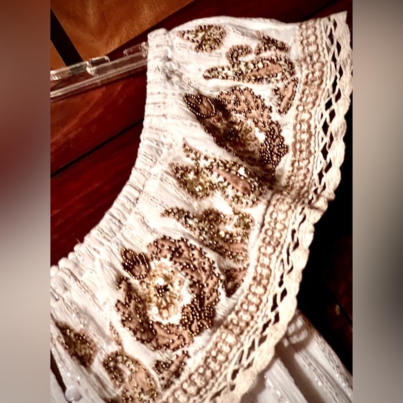 New NWT FRENCH WHITE BOHEMIAN COUNTRY OFF THE SHOULDER EMBROIDERED MAXI DRESS S - Picture 10 of 16